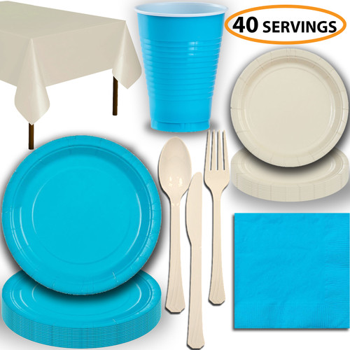 turquoise paper plates