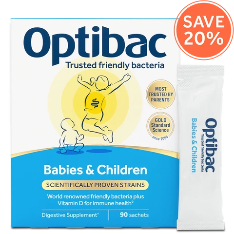 Optibac Probiotics Babies & Children - friendly bacteria for babies and children plus Vitamin D for immune health - pack & sachets 90 sachets