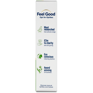 Optibac Probiotics Bifido & Fibre - friendly bacteria supplement with Bifidobacterium lactis BB-12 and FOS fibres - Optibac values - 10 sachets