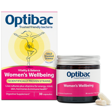 Optibac Women's Wellbeing - probiotics for energy, mind, skin, hormones and immune health - jar 3 pack