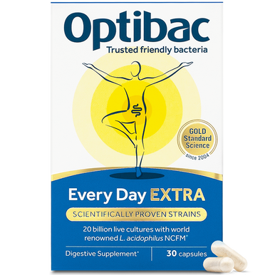 Optibac Probiotics Every Day EXTRA - a high strength probiotic supplement with scientifically proven strains - pack & capsules - 30 capsules