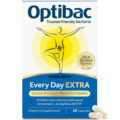 Optibac Probiotics Every Day EXTRA - a high strength probiotic supplement with scientifically proven strains - pack & capsules - 30 capsules