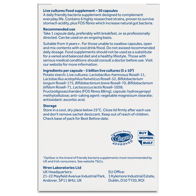 Optibac Probiotics Every Day - the original Every Day friendly bacteria supplement - back of pack - 2 pack