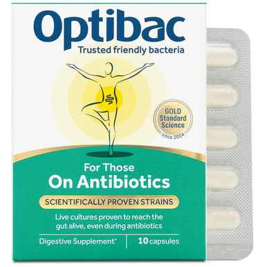 Optibac For Those on Antibiotics - probiotics proven to reach the gut alive, even during antibiotics - pack and capsules - 3  pack