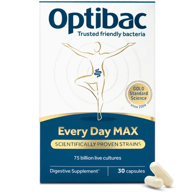 Optibac Probiotics Every Day MAX - a premium probiotic supplement with 75 billion live cultures - pack & capsules - 3 pack