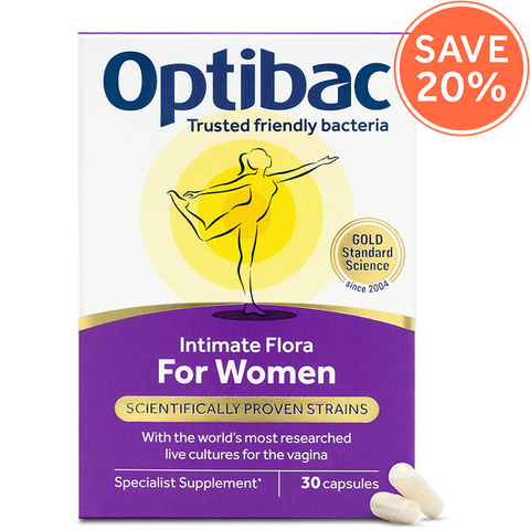 Optibac Probiotics Intimate Flora For Women - probiotics for women, specifically designed for the vaginal microbiome - pack & capsules - 30 capsules