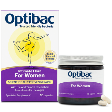 Optibac Probiotics Intimate Flora For Women - probiotics for women, specifically designed for the vaginal microbiome - jar & capsules - 90 capsules