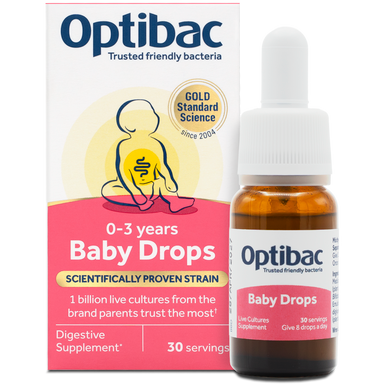 Optibac Probiotics Baby Drops - friendly bacteria for babies with Bifidobacterium breve M-16V, scientifically researched in babies and young children - pack & bottle - 2 pack