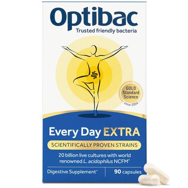 Optibac Probiotics Every Day EXTRA - a high strength probiotic supplement with scientifically proven strains - pack & capsules - 90 capsules
