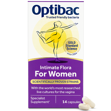 Optibac Probiotics Intimate Flora For Women - probiotics for women, specifically designed for the vaginal microbiome - pack & capsules - 14 capsules