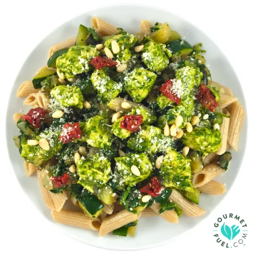 Basil chicken pesto with wholemeal penne