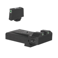 Fully adjustable tritium dot rear sight for Glock 17, 22, 24, 34, 35, 37, & 38, beveled blade w/ serrations .315" Tall Tritium Front Fully adjustable tritium dot rear sight for Glock 17, 22, 24, 34, 35, 37, & 38, beveled blade w/ serrations .315" Tall Tritium Front