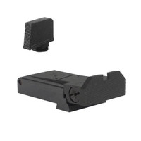 Fully adjustable rear sight for Glock 17, 22, 24, 34, 35, 37, & 38, beveled blade w/ serrations - Includes .330" Tall Front Sight Fully adjustable rear sight for Glock 17, 22, 24, 34, 35, 37, & 38, beveled blade w/ serrations - Includes .330" Tall Front Sight