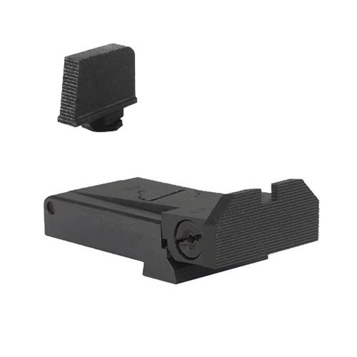 Fully adjustable rear sight for Glock 17, 22, 24, 34, 35, 37, & 38, beveled blade w/ serrations - Includes .350" Tall Front Sight