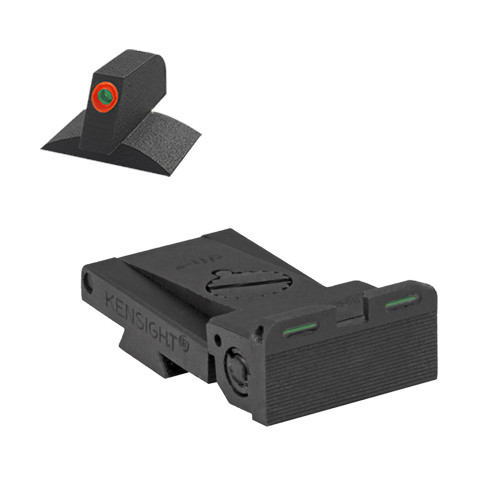 Kensight 1911 Bomar Adjustable Rounded Blade Sight Set W/ 0.200'' Tall ProGlo Tritium Contoured Front Sight