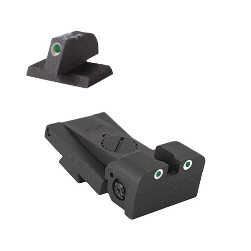 Bomar Adjustable Tritium Dot Rear Sight, Rounded Blade W/ 0.200'' Tall Tritium Base Front Sight