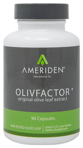 olivfactor olive leaf extract supplement bottle for immune and antioxidant support
