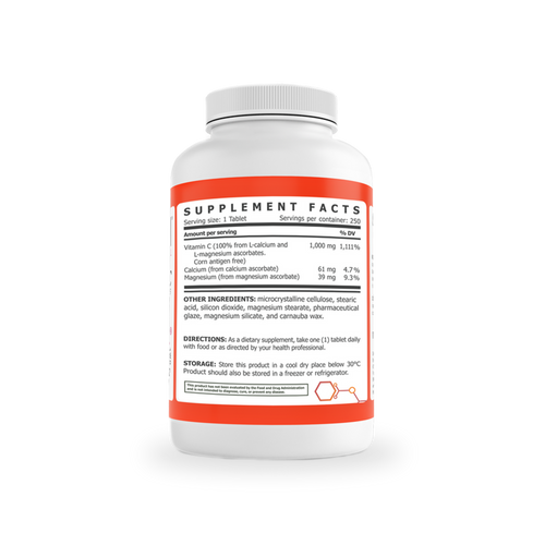 Vitamin C Buffered Tablets – Non-Acidic Immune Support | 250 Count | Non-GMO