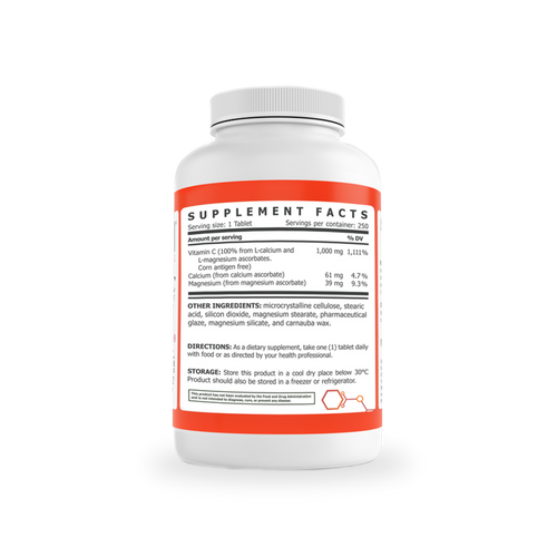 vitamin c buffered dietary supplement bottle for gentle immune support and wellness