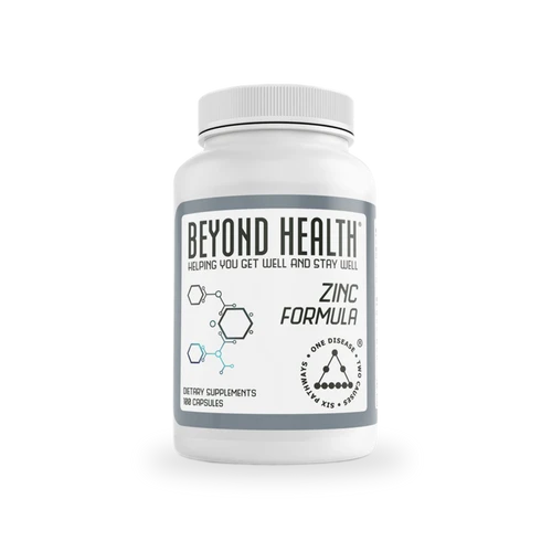 zinc supplement bottle with 100 capsules for immune support and cellular function - Beyond Health