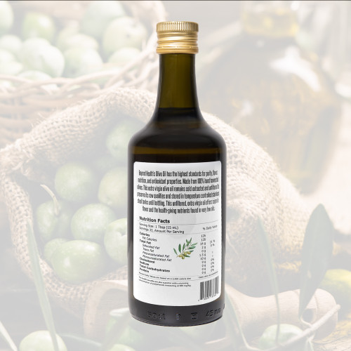Extra virgin olive oil back of bottle