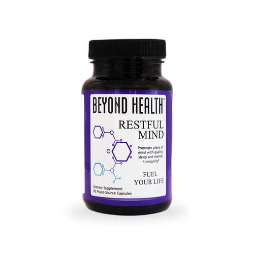 restful mind vitamins supplement bottle for relaxation support and evening wellness routine - Beyond Health