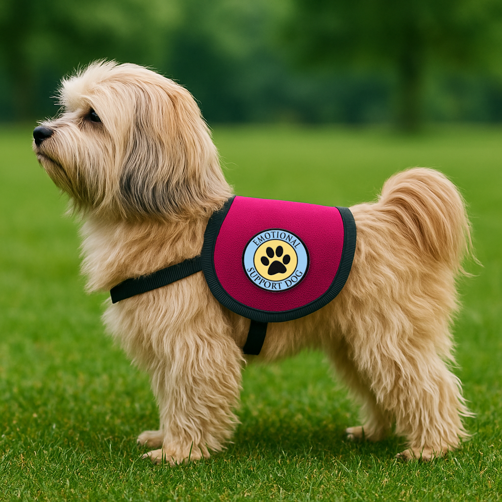 Small Dog ESA Vest with Paw Print Patches – Soft Cape Style