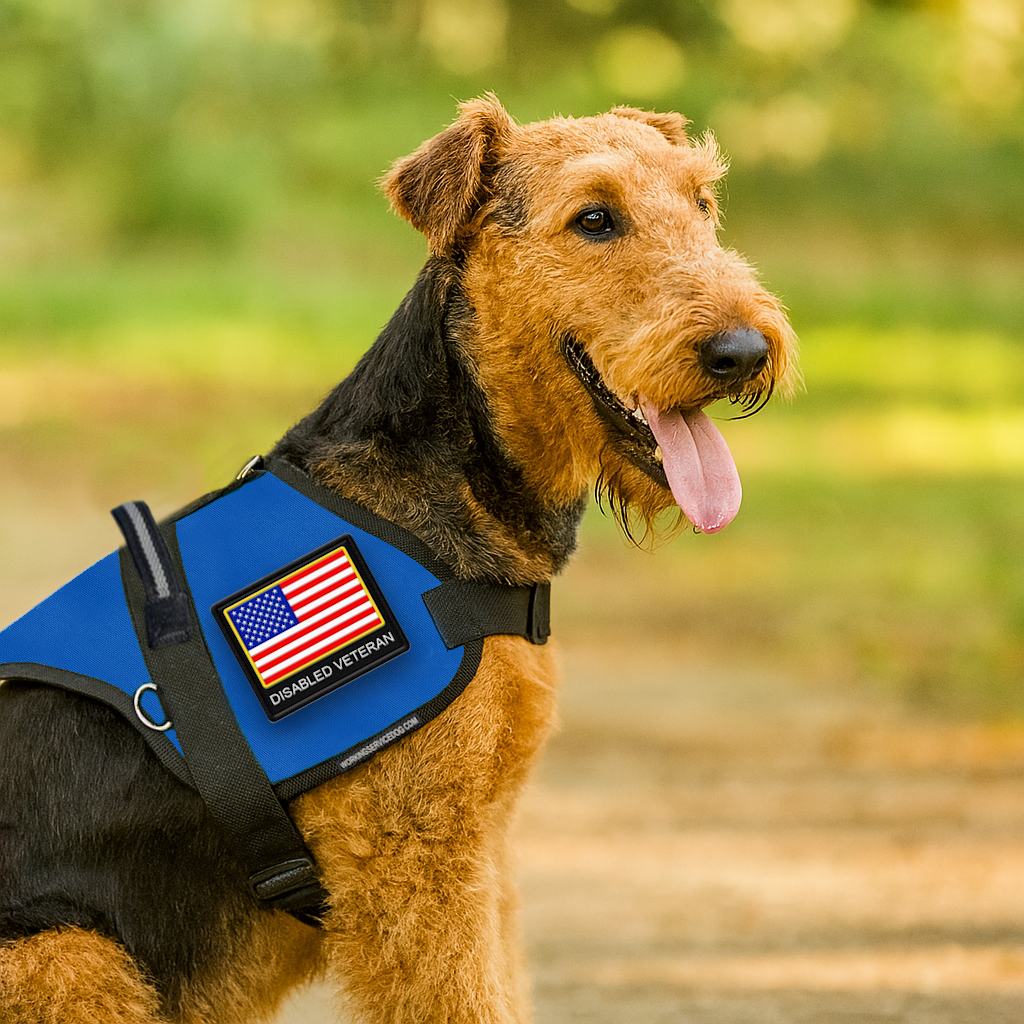 Padded Service Dog Vest with Disabled Veteran Patch & Built-In ID