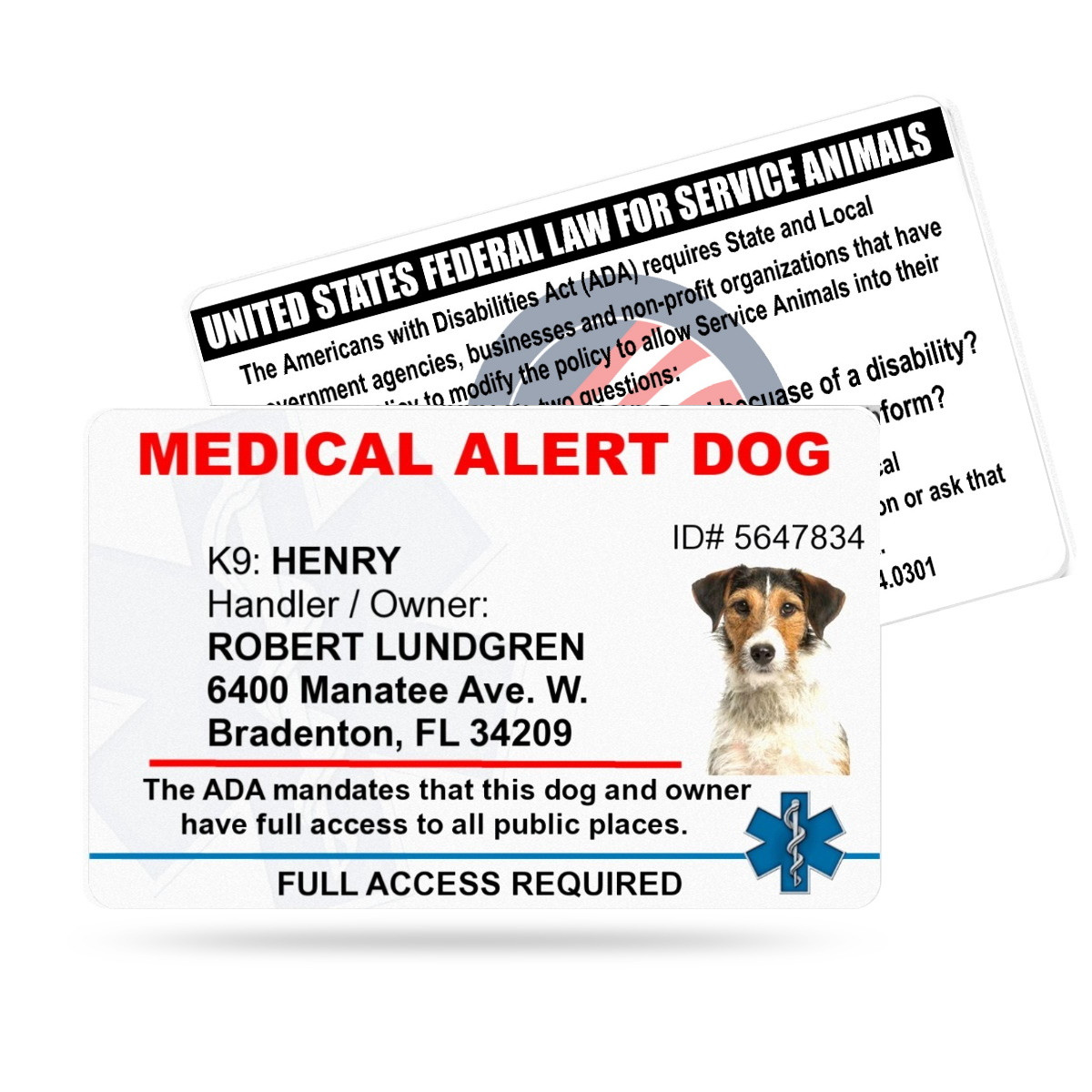 Medical Alert Dog ID – Official ADA-Compliant Identification Card
