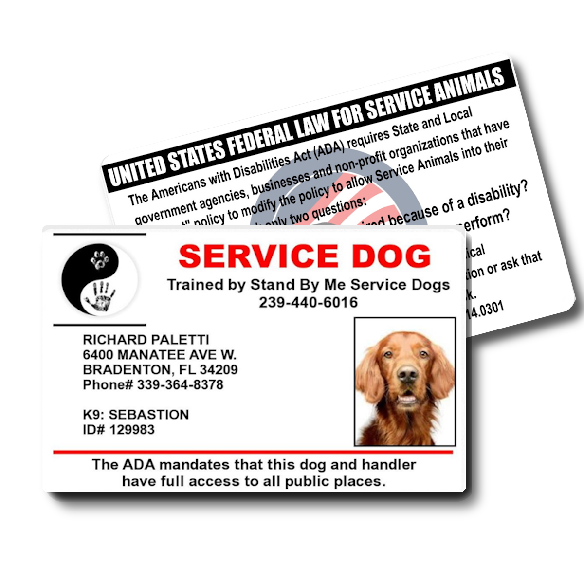 Stand By Me Service Dogs - Service Dog ID [Code Req]