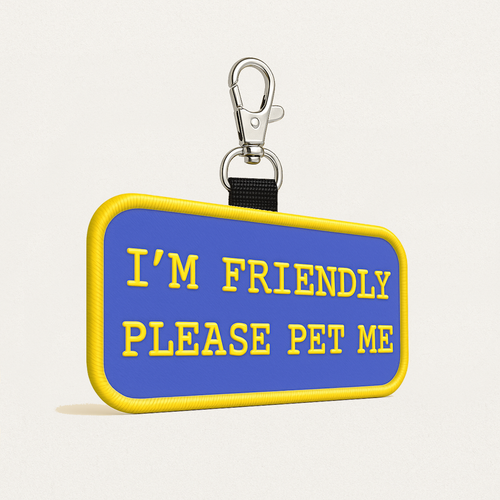 Im Friendly Identification Patch Tag - Clip On & Off - Please Pet Me Design