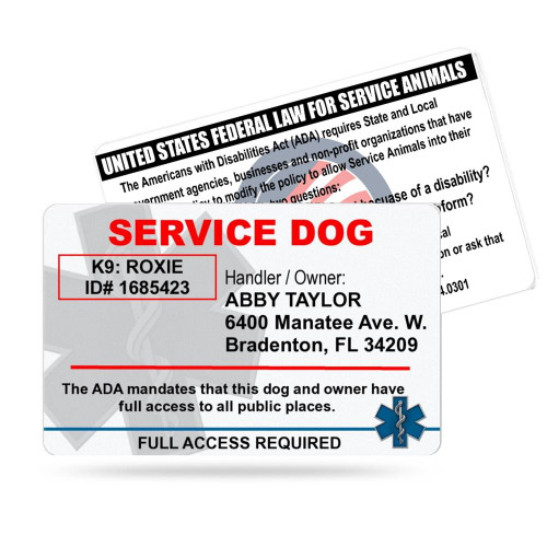 Service Dog ID Card  No Photo Required, ADA-Compliant Identification