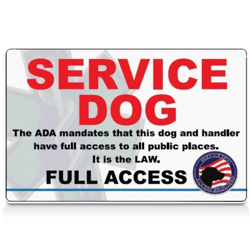 Pre-Printed Service Dog Access Card  Vest Display ID with ADA Public Access Law