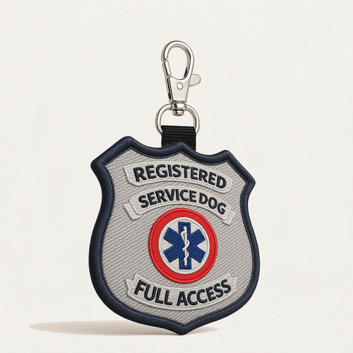 Premium Registered Service Dog Patch Tag - Metallic Stitching - Clip On - Full Access