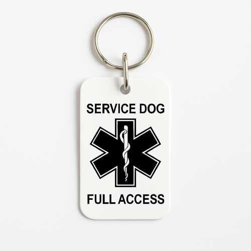 Service Dog Collar Tag for Small Dogs – Plastic ID with Medical Symbol, Full Access