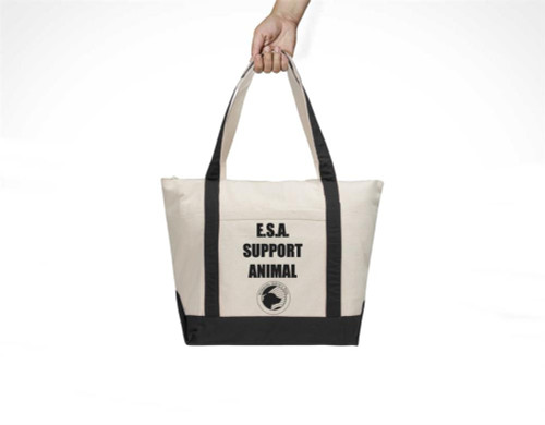 Emotional Support Animal Tote Bag – Large Canvas ESA Travel Bag with Zipper & Front Pocket