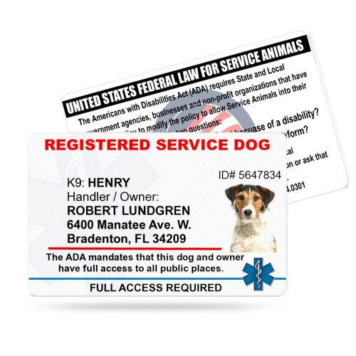 Registered Service Dog ID Card - Official Layout