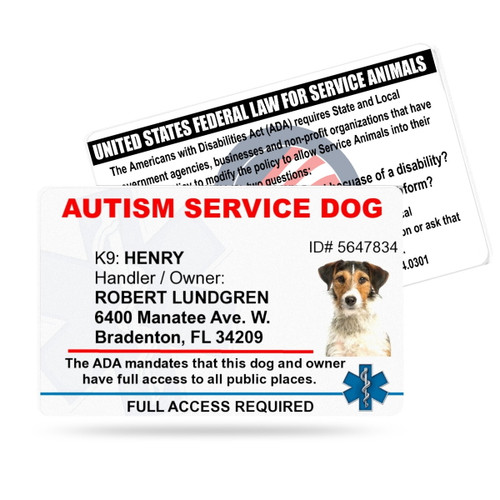 Autism Service Dog ID – ADA-Compliant Photo ID with Lifetime Registration