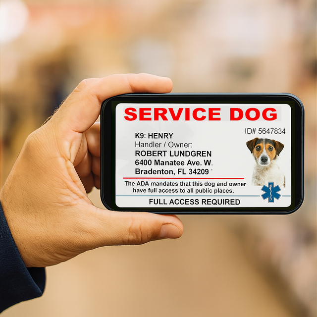 Service Dog Digital ID Card for Smartphones