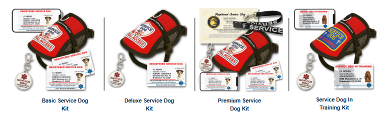 Service Dog Kits - Basic, Deluxe, Premium, and In Training