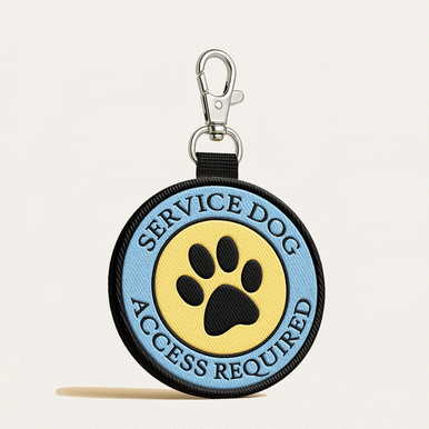 Service Dog Patch Tag – Clip On Round Paw Print Design – Access Required