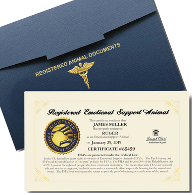 Registered Emotional Support Animal Certificate US Registration