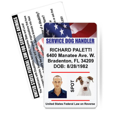 Dual-Photo Service Dog Handler ID Card with Patriotic Flag Banner