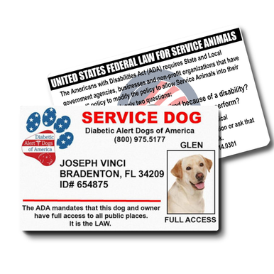 Diabetic Alert Dogs of America Service Dog ID [Code Req]