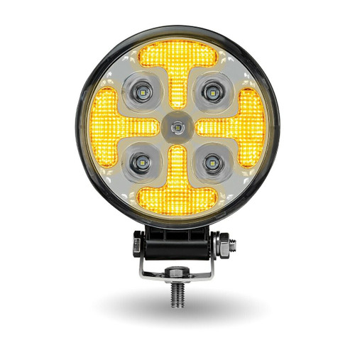 4.5" Universal Round LED Work Lamp with Amber "X" Strobe