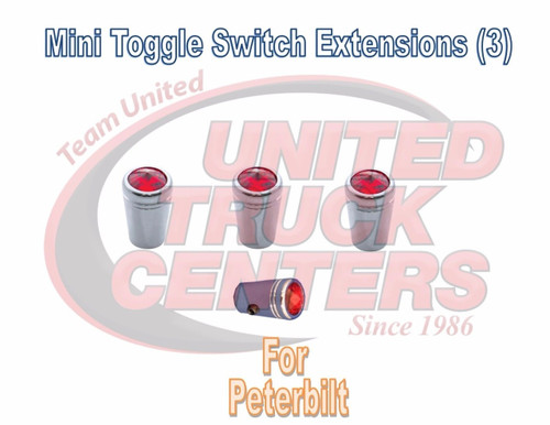 Toggle Switch extensions(3) Mini RED Jewel Chrome (Pointed) Peterbilt