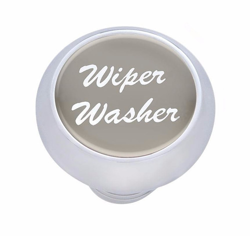 Small Deluxe Wiper-Washer Dash Knob - (Silver) Peterbilt  Freightliner Kenworth