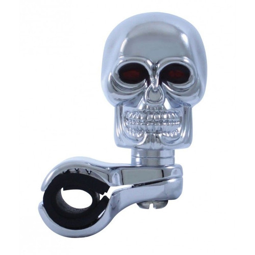 Chrome Skull Steering Wheel Spinner, Universal Fit