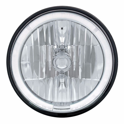 7" Crystal Headlight  with  WHITE LED Halo Ring - SEMI TRUCKS