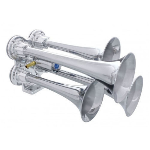 Universal 4 Trumpet Chrome Mini Train Horn for Heavy Duty Semi Trucks Super Loud